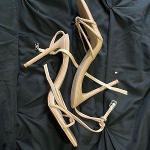 Fashion Nova Nude Wrap Ankle Heels